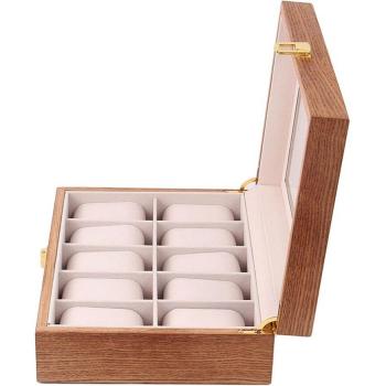 Vitrina organizadora de joyería de madera con 6 ranuras