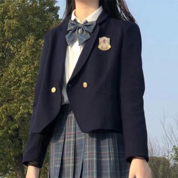 Uniforme JK japonés para mujer y niña, chaqueta larga sin cuello