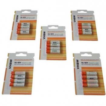 Batteries AAA micro 800 mAh 1,2 V (NiMH) – 20 pièces – compatible S5