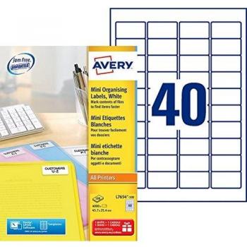 Avery L7654-100 45.7x25.4mm witte etiketten 4000 stuks