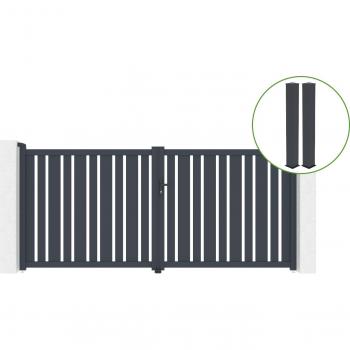 Aluminio Gris Puerta Abatible Veymont 3,5 m x 1,60 m + 2 Postes de 20 x 20 mm