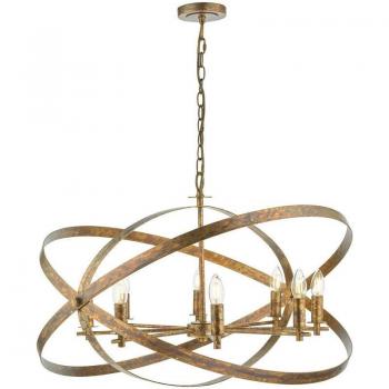 8-Light Mottled Copper Pendant Light