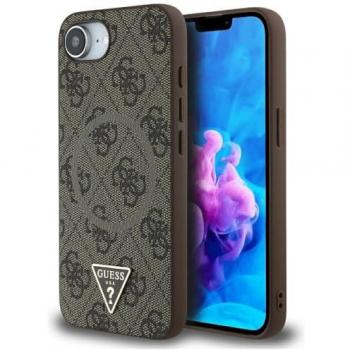 GUHMPSE4P4TDPW: Guess PU 4G Strass Triangle Metal Logo Case for iPhone 16e in Brown