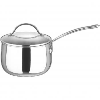 Gourmet 18” Silver Stainless Saucepan, Glass Lidded