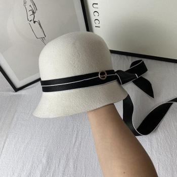 Wool Fisherman Hat with Ribbon