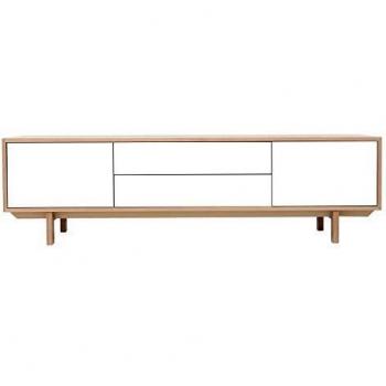Schlichtes TV-Regal 180 cm, Holz & Weiß, Nordic Edition