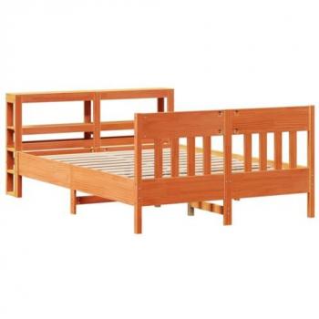 Cadre de lit bois pin – 150 × 200 cm – modèle cire marron – non-matériel