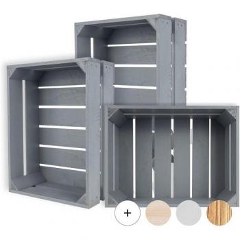 Caisse de Stockage Vintage en Bois Gris