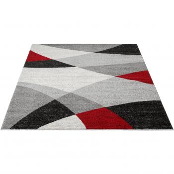 Merinos Kurzflorteppich Thales 6100, 200x280 cm, grau-rot