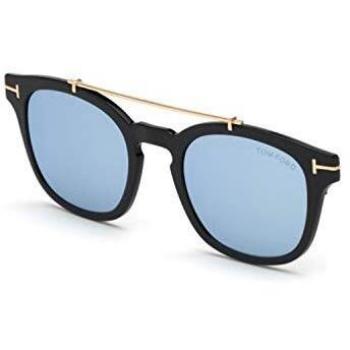 Tom Ford 49 MM Blue‑Block Clip‑On Unisex Sunglasses (Black)