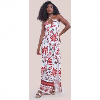 Goddiva Printed Tie Back Maxi Dress