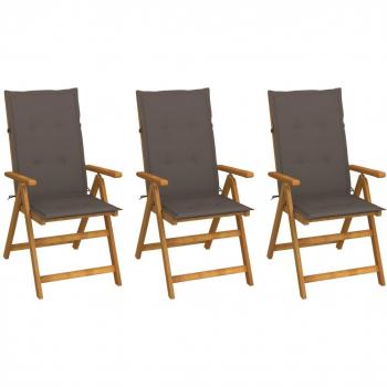Chaises de terrasse pliables en bois d'acacia avec coussins