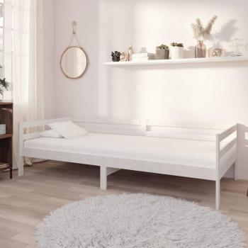 Lit simple en bois de pin massif avec matelas 90x200 cm blanc