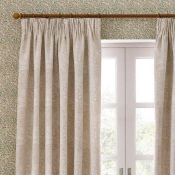 Marigold Jacquard Heritage Lined Pencil Pleat Curtain Pair – Stone, 117 × 137 cm