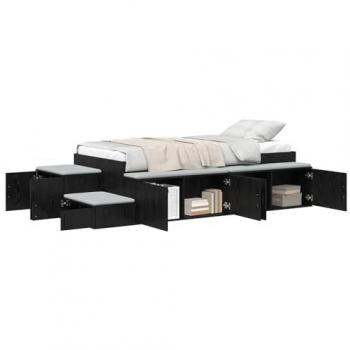 VidaXL Modernes Bett mit Stauraum Schwarz 234 x 103 x 53.5 cm