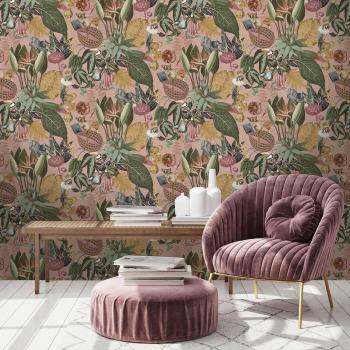 Wonderland Jungle Floral Birds Exotic Palm Leaves Wallpaper