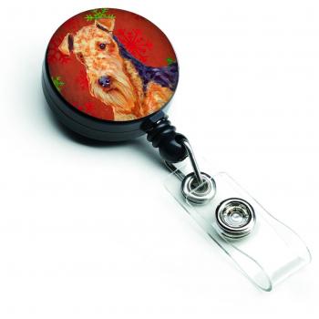 Retractable Badge Reel with Red and Green Snowflakes Design for Christmas by Caroline's Treasures