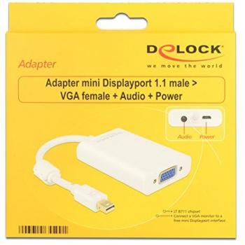 DeLOCK 65599 adaptador de cable mini Displayport a VGA y audio