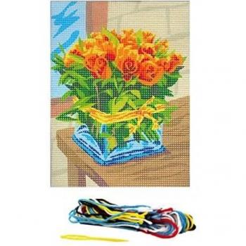 Canevas complet 15 x 20 cm motif roses