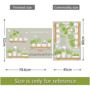 Autocollant de décoration murale en verre avec plante en pot