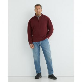 Camiseta de manga larga medio-zip en algodón, gran tamaño masculino
