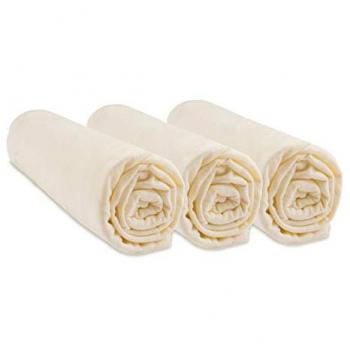 Lot de 3 Draps Housse Écru en Coton Bio 60x120 cm