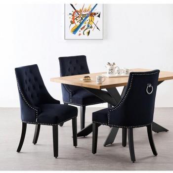 Windsor Oak Dining Set with Black Velvet Chairs by Life Interiors
