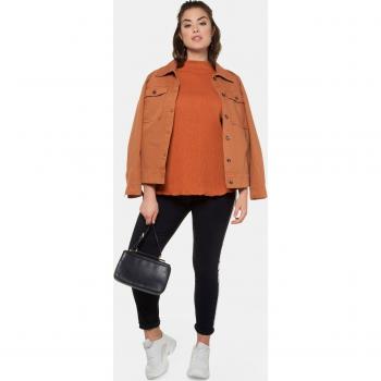 Plus Size Stretch Sweatshirt with Smocking Texture, Women, Orange, Size 32/34, Cotton/Polyester