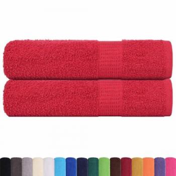 Asciugamani rossi in set da 2, 50x100 cm, peso 360 g/m², 100% cotone – Vidaxl