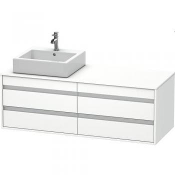 Duravit Ketho Waschtisch-Unterschrank wandhängend 140x55x49,6cm für Aufsatzbecken mit 4 Schubkästen links, weiß matt