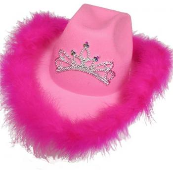 Girls' Pink Western Cowgirl Hat with Tiara