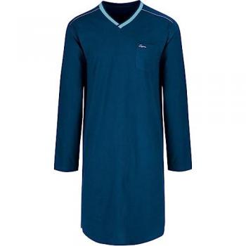 Pyjama TRIGEMA TRIGEMA Herren-Nachthemd aus Biobaumwolle (kbA) Gr. L, blau, Herren, 100% Baumwolle (Bio-Baumwolle kbA)