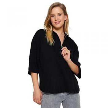 Trendige Ecrufarbene Strickbluse mit Taillierung
