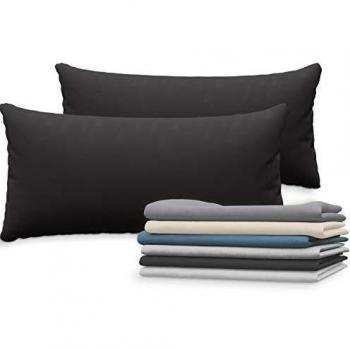 Dreamzie Housse de Lit – Taie Oreiller Noir – 40x80 cm – 100% Coton