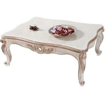 Casa Padrino Antik Bronze Couchtisch Weiß 122 x 82 x H. 46 cm