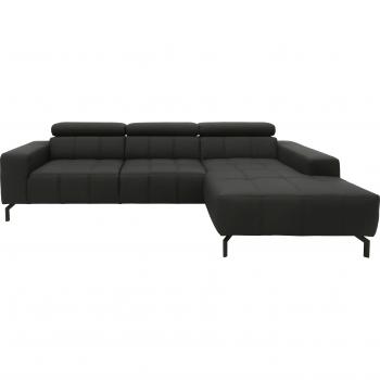 DOMO collection Ecksofa Cunelli, L-Form, schwarz, inklusive Kopfteilverstellung