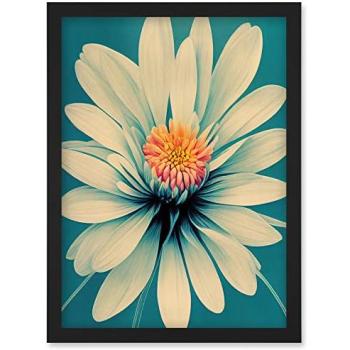 Black Frame Teal & Pink Chrysanthemum Macro Art