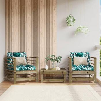 VidaXL Sillones de jardín con cojines 2 uds madera maciza de pino