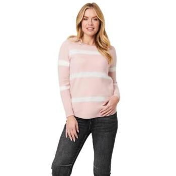 Izabel London Pink Long Sleeve Sparkle Striped Jumper – Size 16