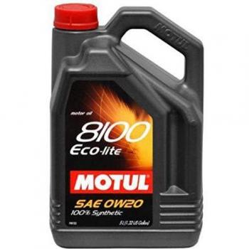 Motul 8100 Eco‑Lite 0 W‑20 Motoröl – 5 L – Braun (Auto‑Fett)