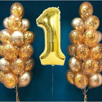 32pcs Gold Balloon Set with 12inch Gold Confetti and Mixed Metallic Latex Balloons for Birthday and Anniversary Celebrations