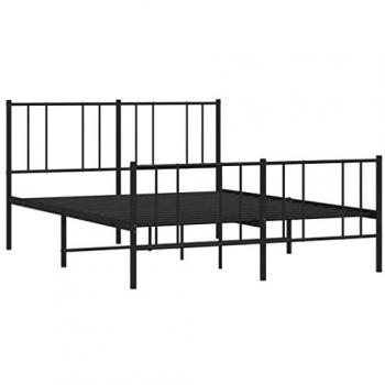 VidaXL Metal Bed Frame with Headboard and Footboard Black 150x200 cm King Size