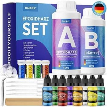 BAURIX® Epoxidharz mit Härter – 750 ml, 8 Farben, Made in Germany