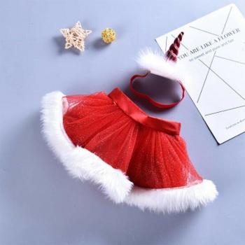 Girl's Xmas Festival Tutu Skirt and Headband Set, Size 2-8Y