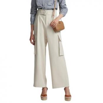 Pantalón Beige de Vestir con Cinturón para Mujer