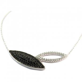 Sissi : Collier en Argent Rhodié Noir et Blanc