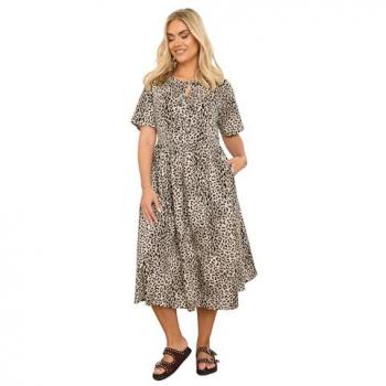 Yours Curve – Braunes Spitzen-Bow-Kleid, Größe S‑XL
