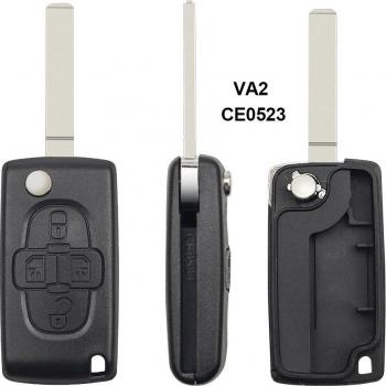 KEYYOU 4 Button Flip Folding Key Fob Case for Peugeot 1007 & Citroen C8