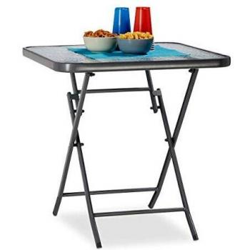 Relaxdays Tavolo da Giardino e Balcone 70cm Vetro Terrazzo