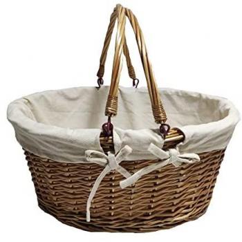 Double Steamed Wicker Shopping Basket with Swing Handles